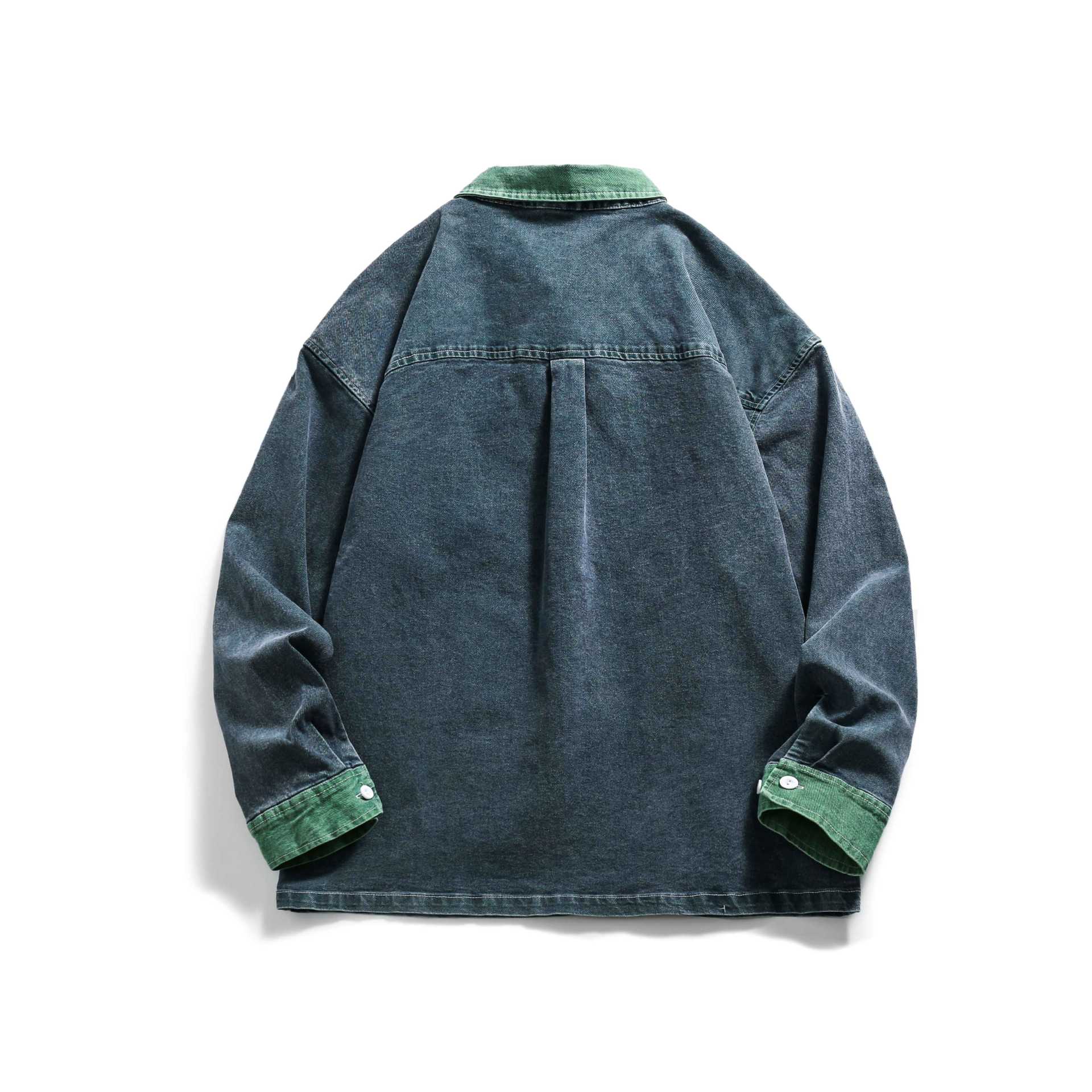Men's Jeans Shirt Jacket in Oversized Cut with Frayed Chest Pocket Chichicherry