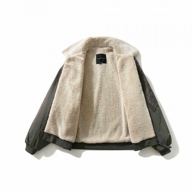 Men's short cut padded bomber jacket with teddy collar and utility arm pocket Chichicherry