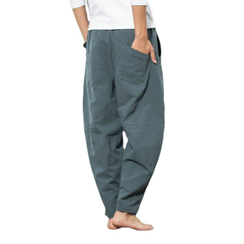 Men's Extra Wide Draped Harem Lounge Pants with Deep Crotch, Drawstring and Knee Pleats Chichicherry