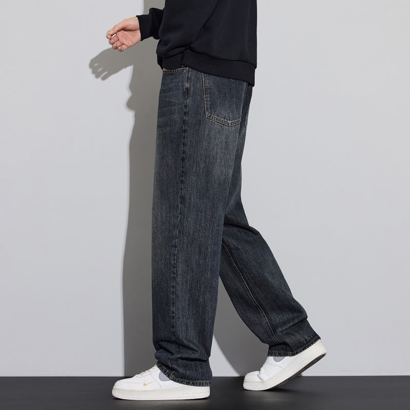 Men's Loose Denim Jeans in Vintage Look with Low Rise and Casual Fit Chichicherry