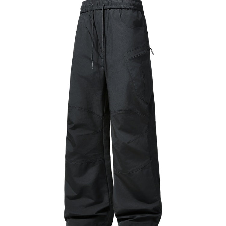 Men's loose technical cargo pants with elastic waistband and diagonal zip pocket Chichicherry