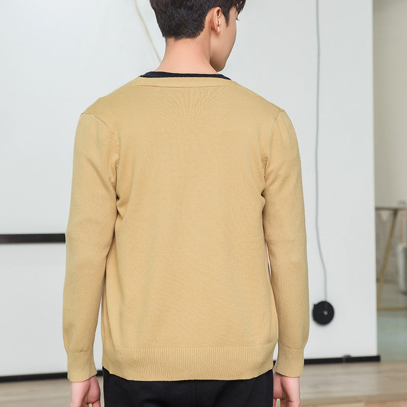 Men's fine V-neck cardigan made of lightweight fine knit with ribbed hem Chichicherry