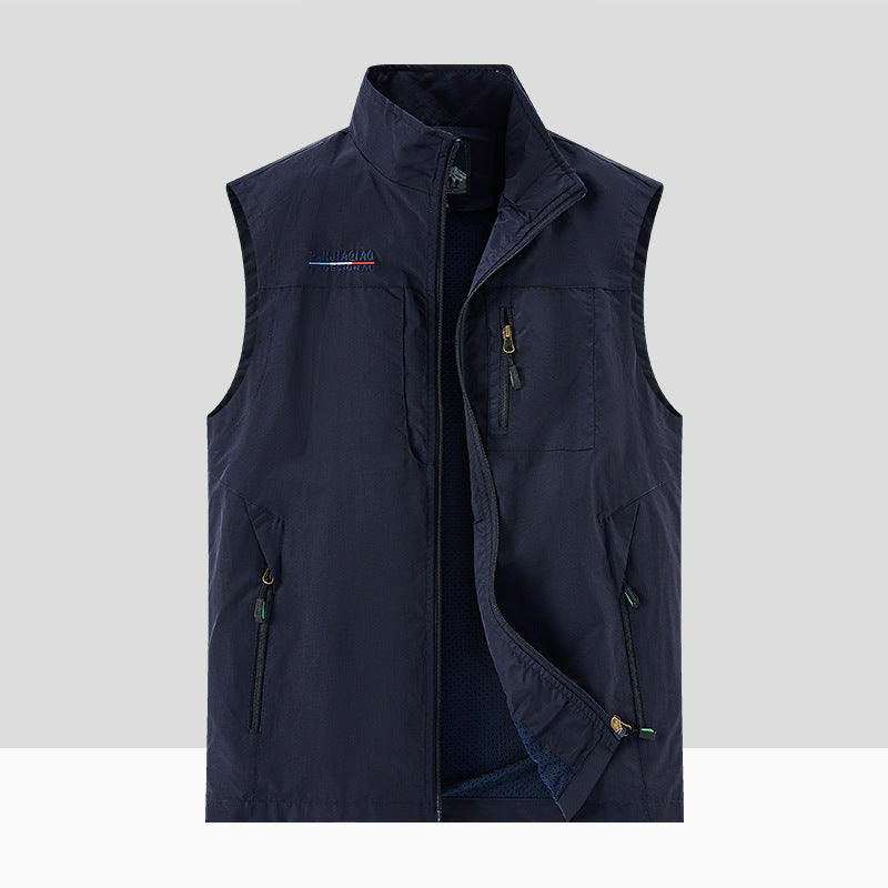 Men's Technical Outdoor Vest with breathable mesh lining, zippered pockets & standing collar Chichicherry