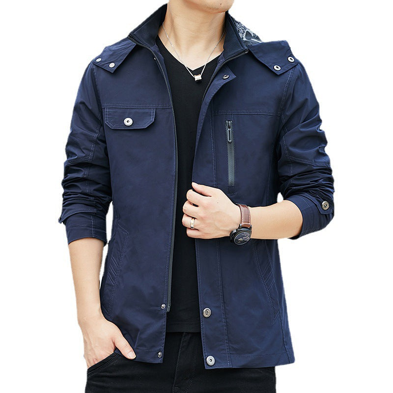 Men's Lightweight Hooded Field Blouson in Casual Utility Style Chichicherry