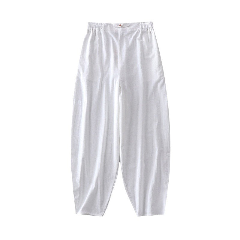 Women Casual Wide Harem Pants with Elastic Waistband and Tapered Ankles Chichicherry