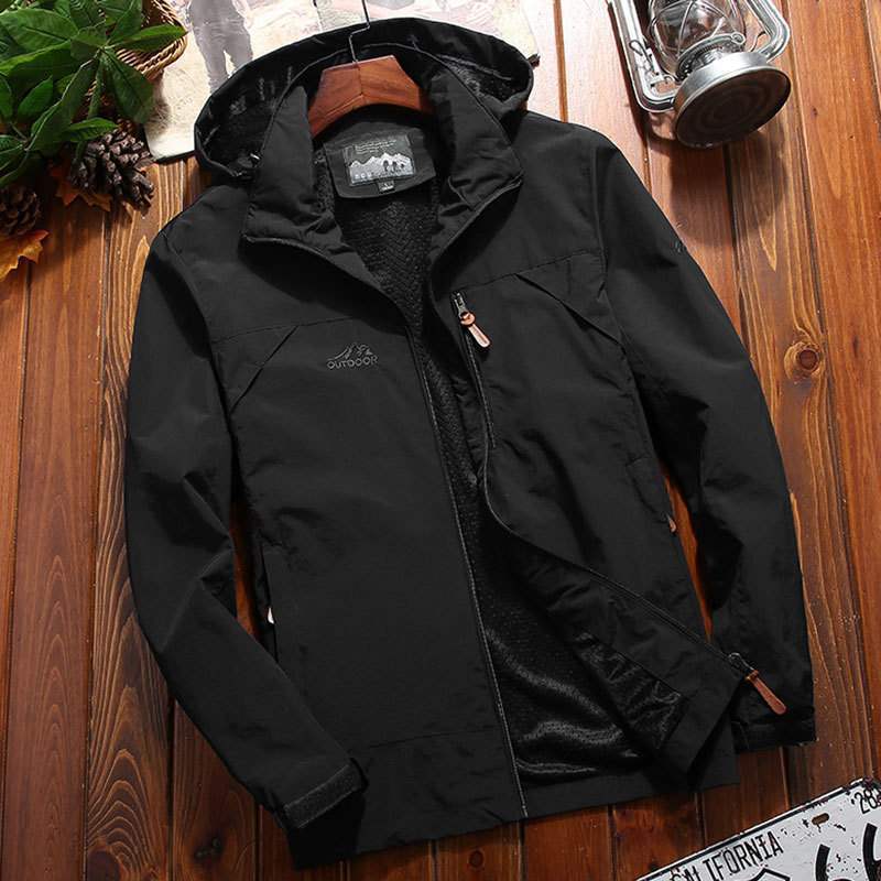 Men's Lightweight Softshell Trekking Jacket with Hood, breathable mesh lining and chest zipper Chichicherry