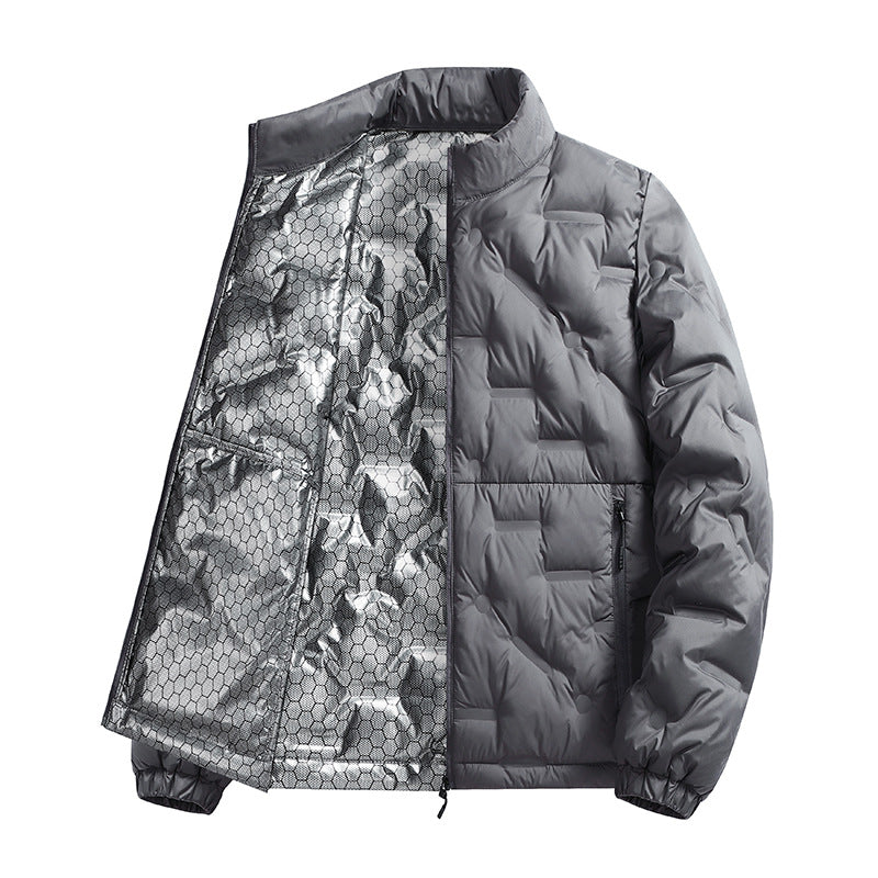 Men's lightweight quilted thermal jacket with stand-up collar and zippered pockets Chichicherry