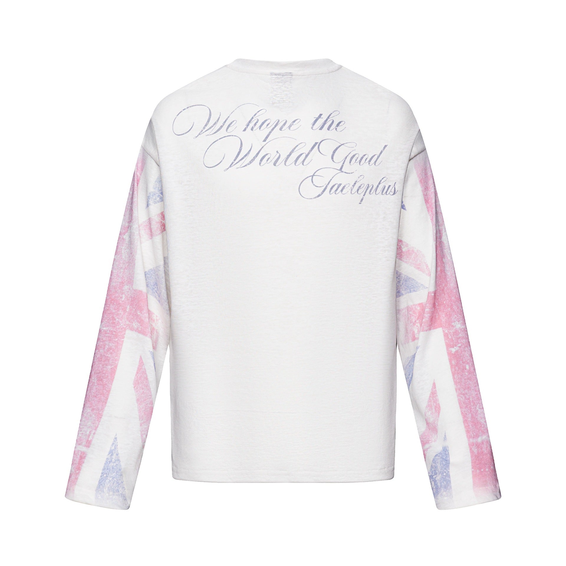 Unisex Long Sleeve Henley Shirt with Chest Pocket and Vintage Flag Print Chichicherry