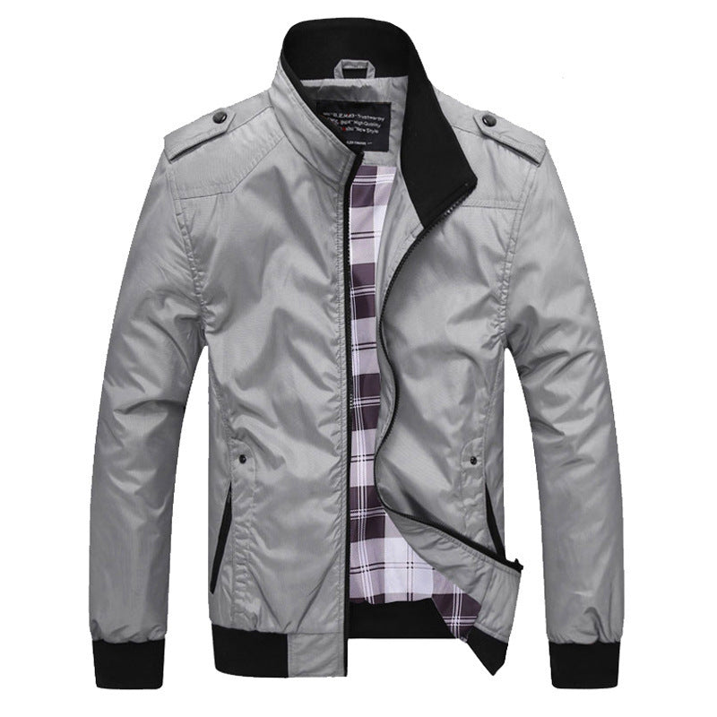Men's transitional bomber jacket with checked lining, shoulder epaulettes, and ribbed hem Chichicherry