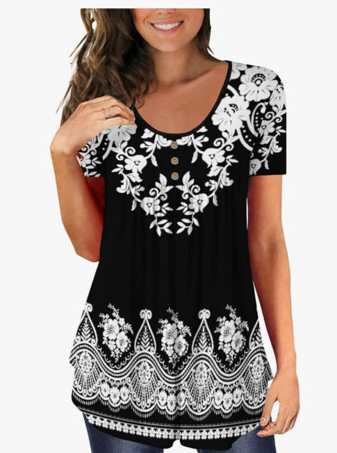 Women's Tunic Women's U-Neck Print
