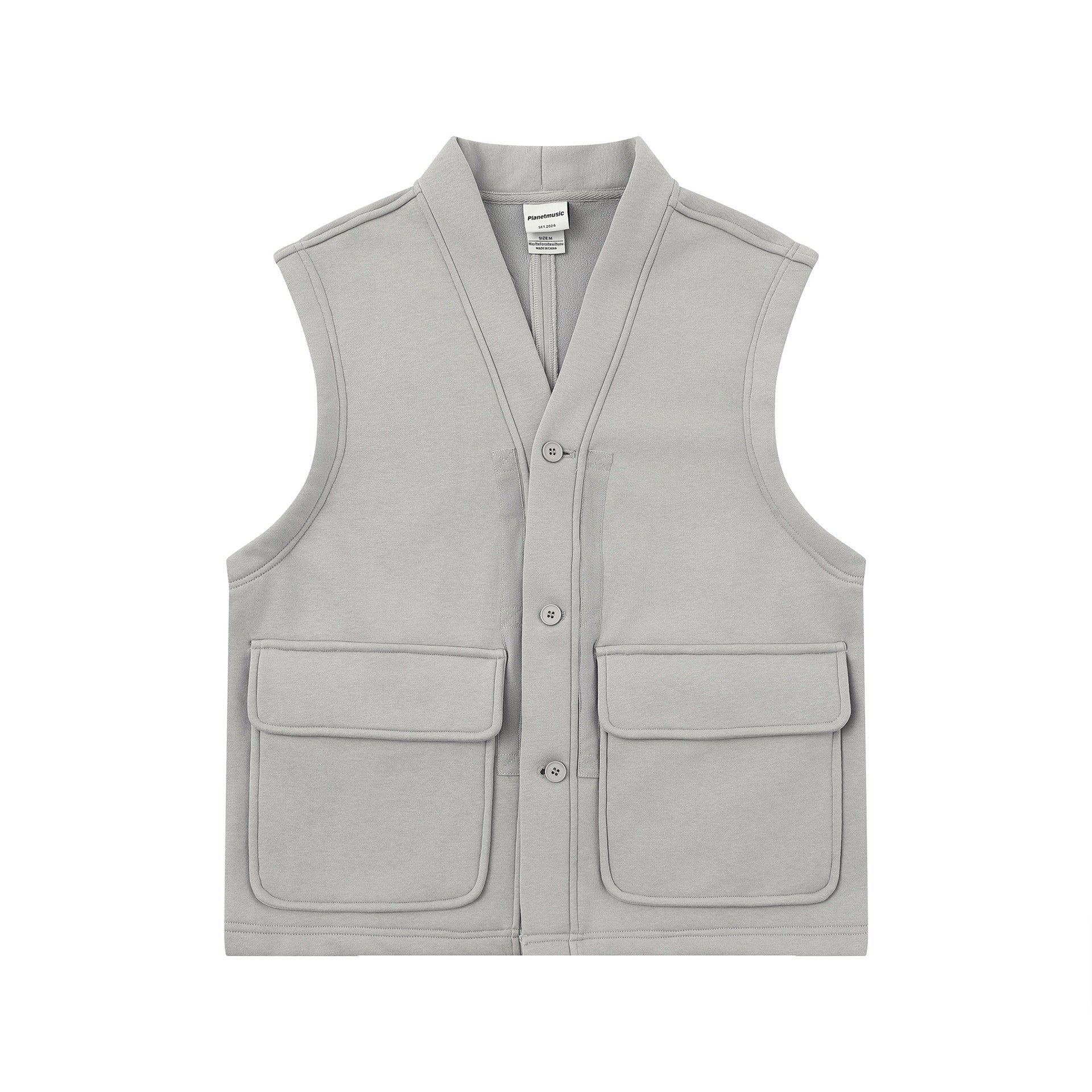 Unisex Utility Vest with V-Neck, large flap pockets and button placket Chichicherry