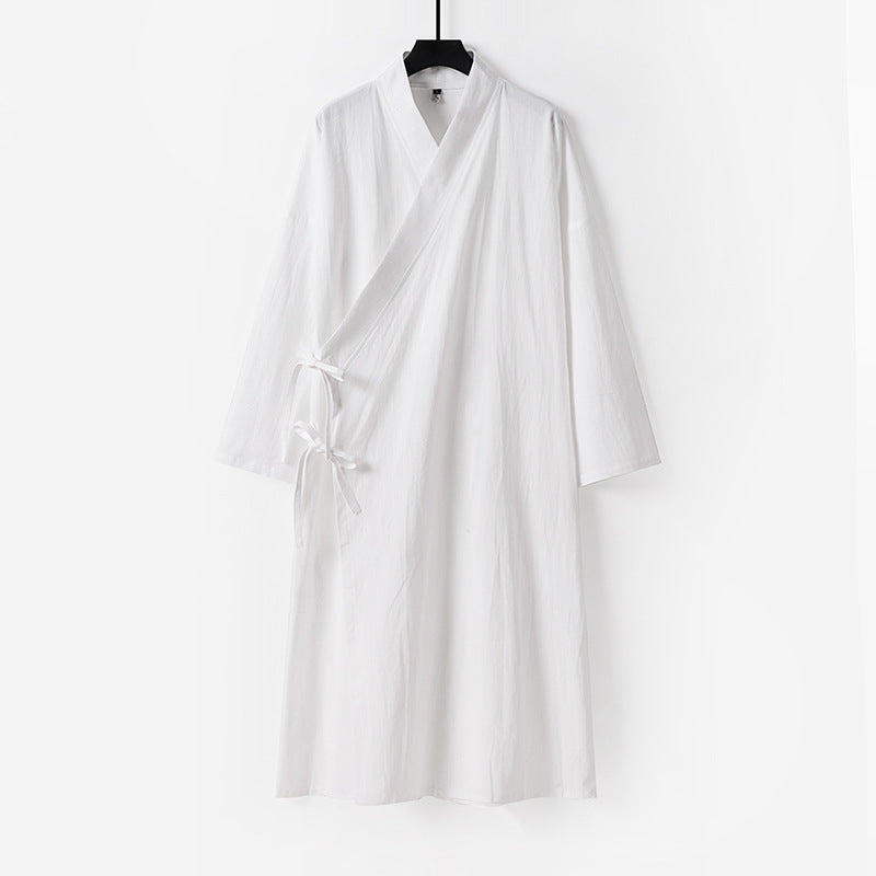 Women's Long Kimono-Style Wrap Dress with Wide Sleeves and Side Ties Chichicherry