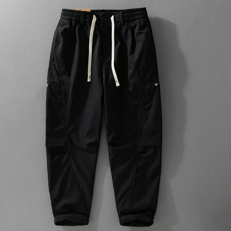 Men's utility cargo pants with drawstring waistband and side flap pockets Chichicherry