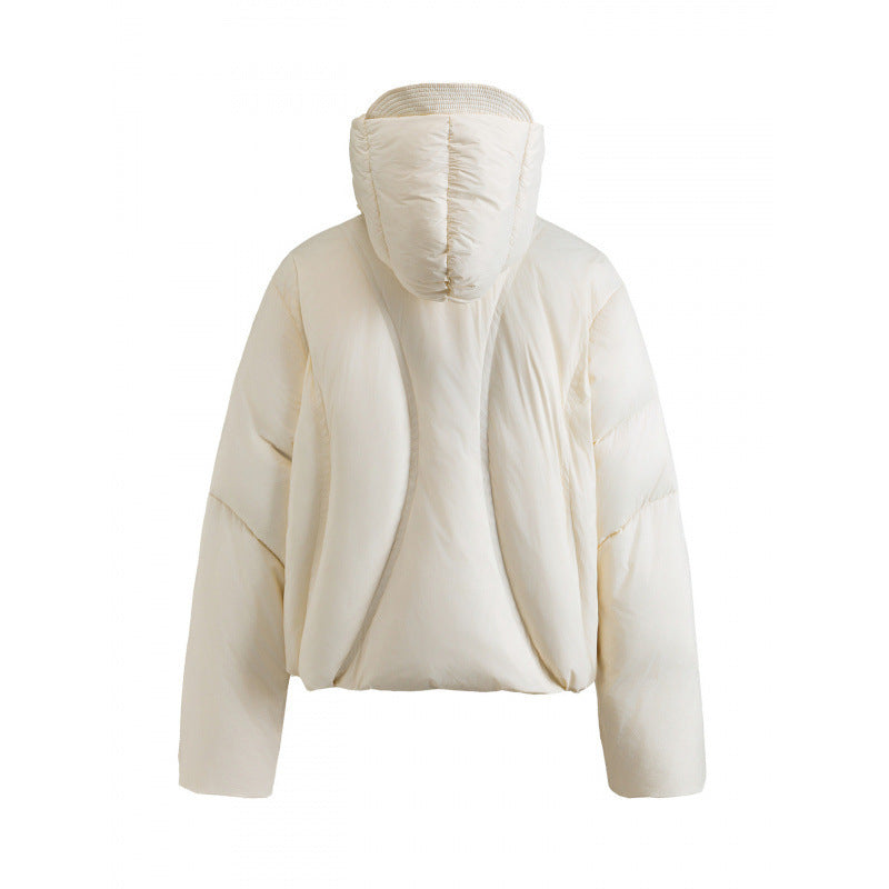Unisex Short-cut quilted jacket with high collar, hood and zippers Chichicherry