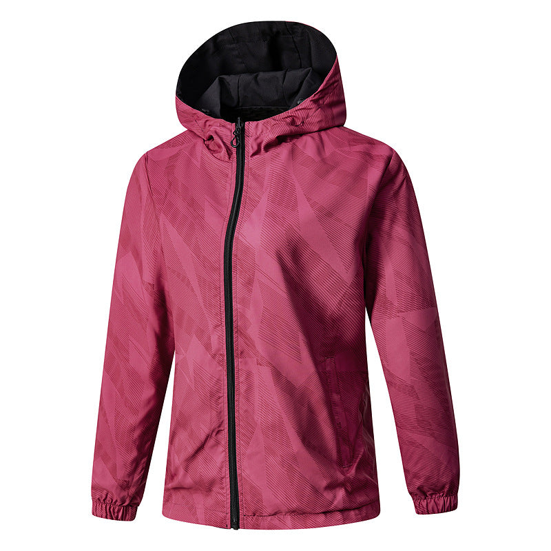 Women Lightweight Technical Hooded Jacket Water-Repellent with Full Zip and Elastic Cuffs Chichicherry