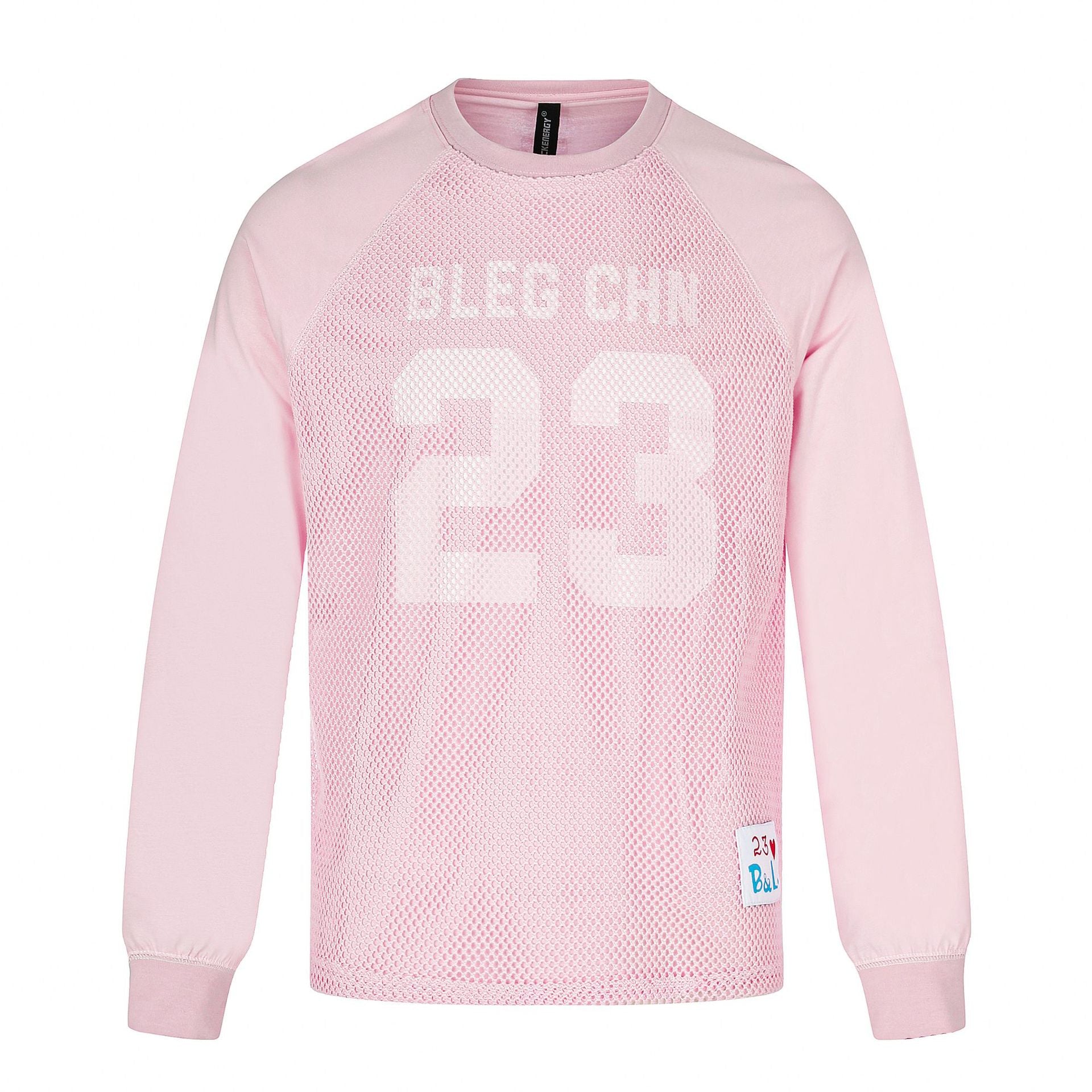 Men's Sportives Mesh Layer Crew Neck Sweatshirt with Raglan Sleeves and Front Print Chichicherry