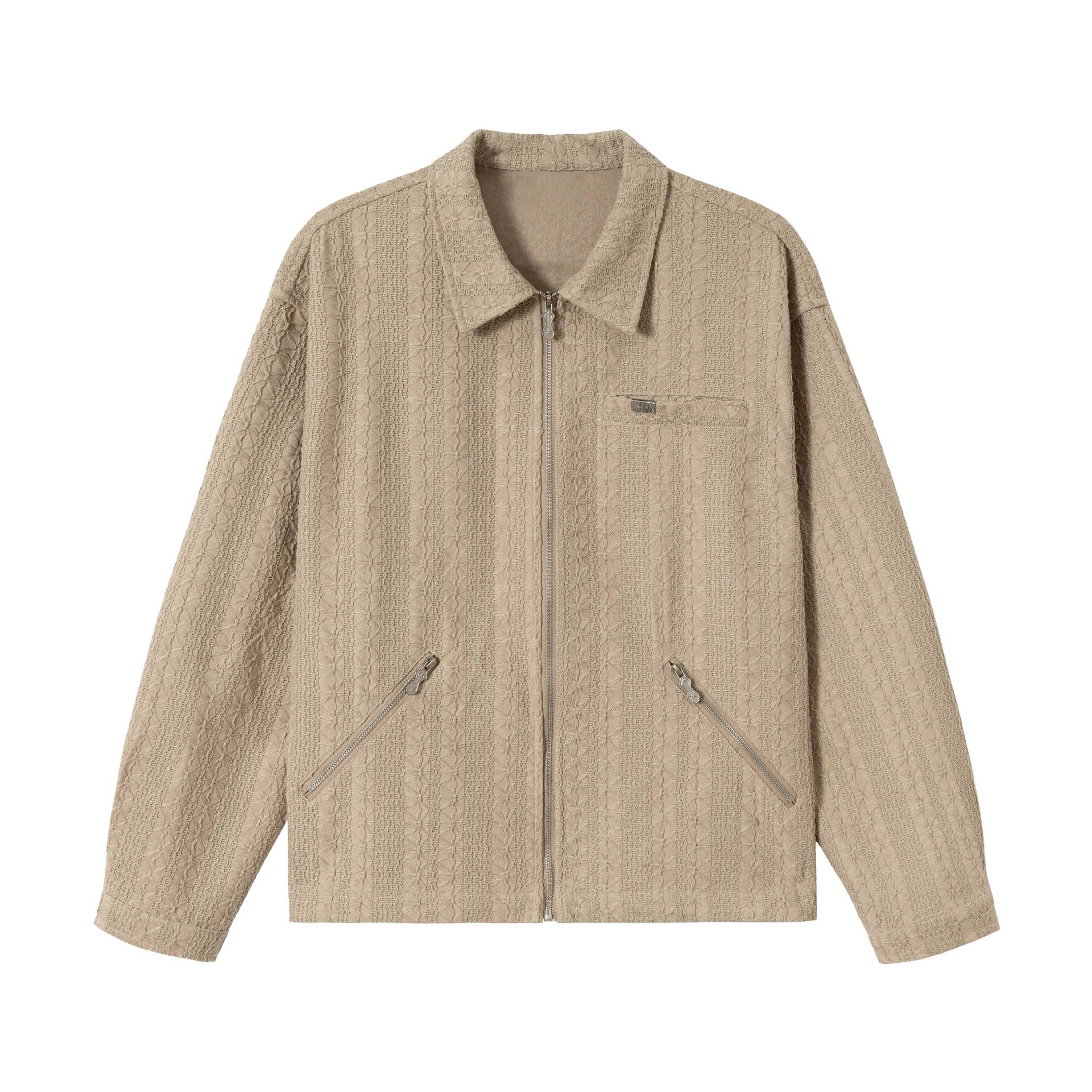 Unisex Textured Boxy Blouson Jacket with Full Zip Chichicherry