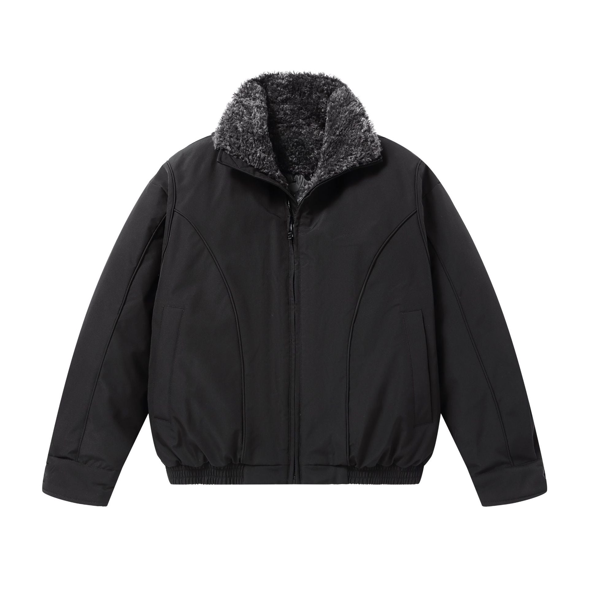 Men's short-cut thermal bomber jacket with high teddy collar Chichicherry