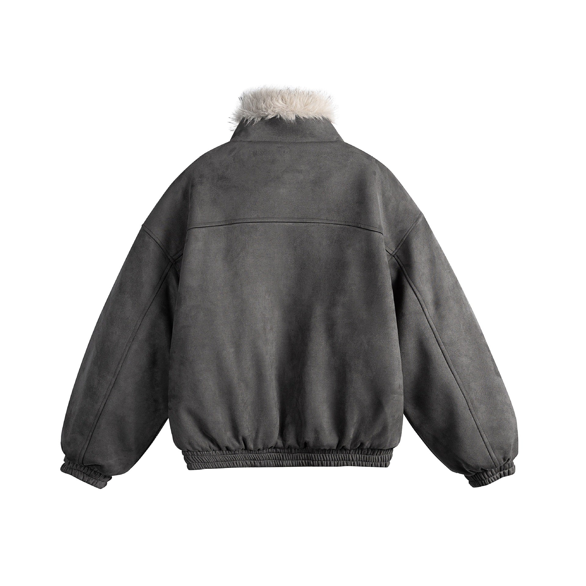Ladies short cut velour imitation bomber jacket with teddy trim and adjustable neck strap Chichicherry