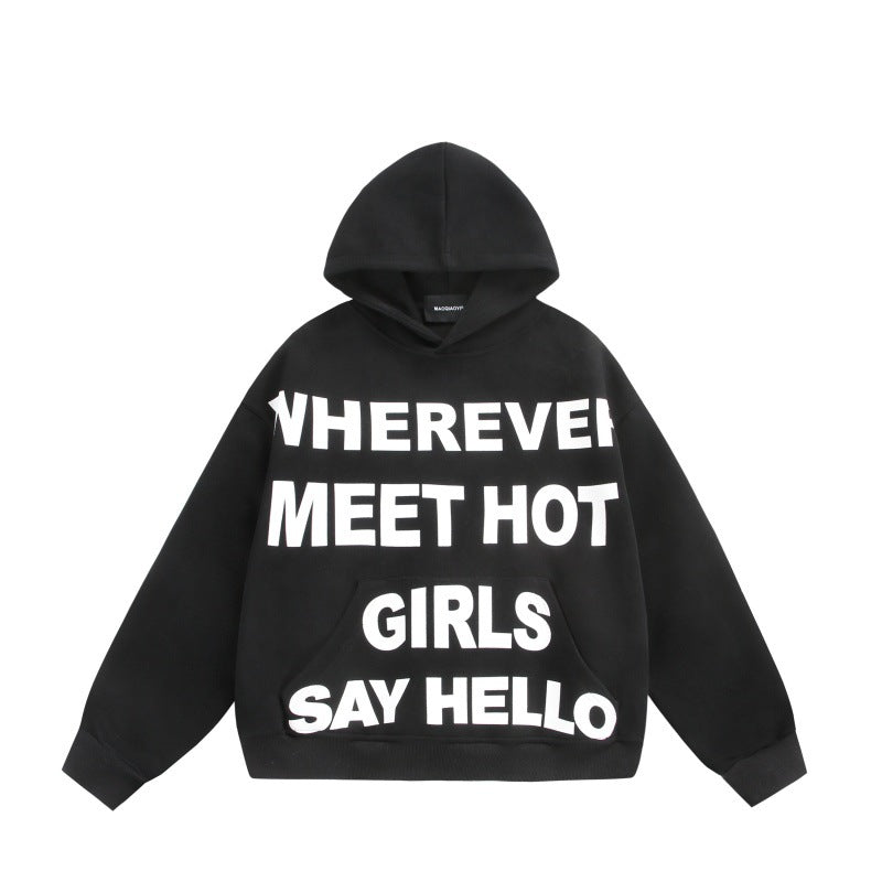 Unisex Oversize Hoodie with large slogan print and kangaroo pocket Chichicherry