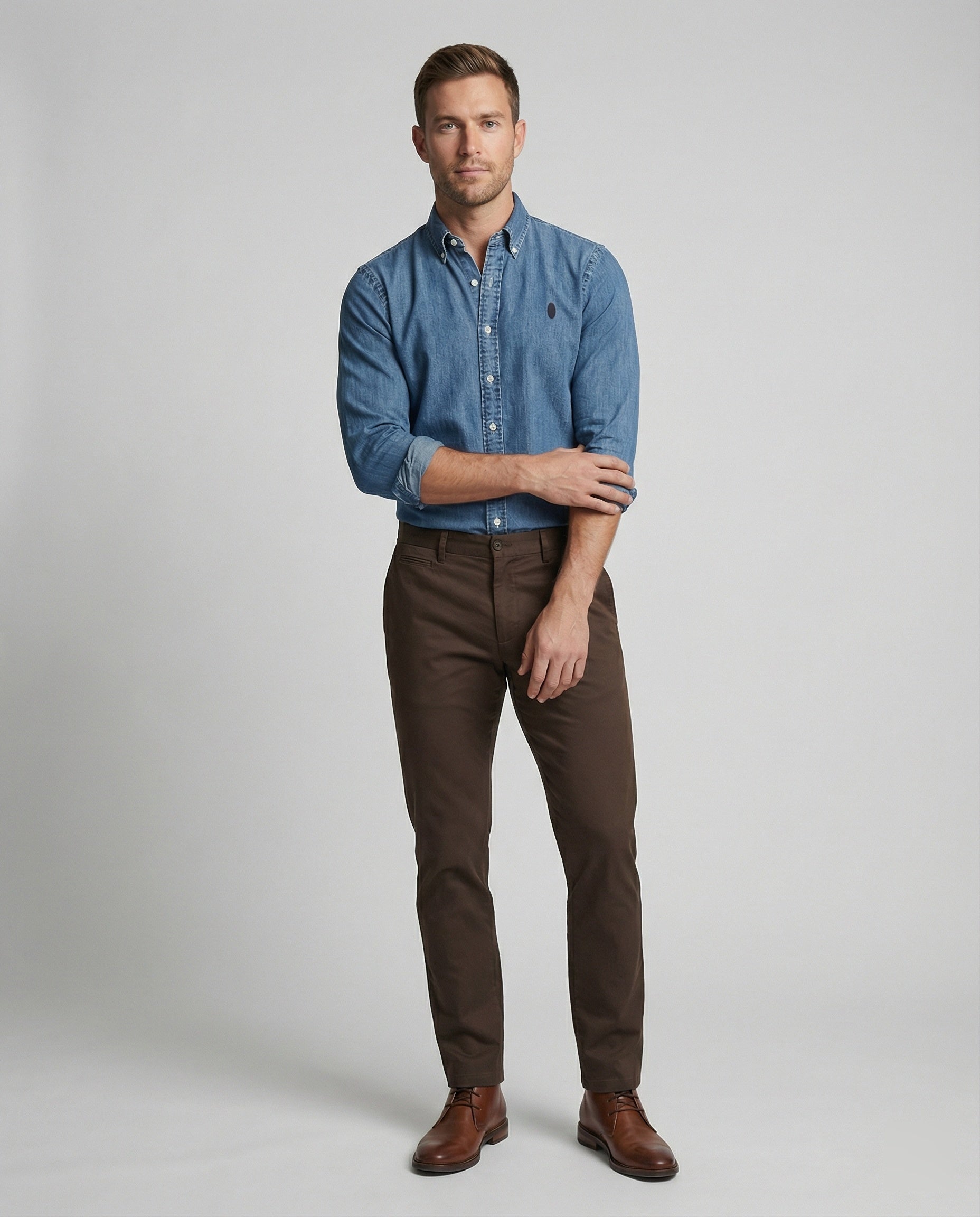 Men's Chambray Shirt Kent Collar Modern