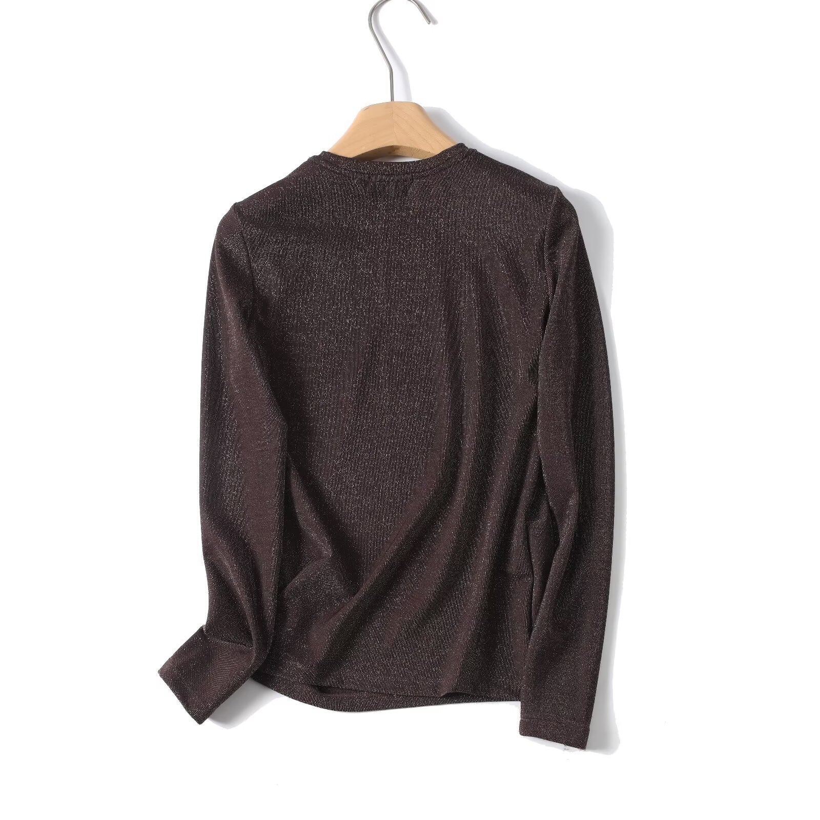 Ladies Lurex Fine Knit Long Sleeve with Round Neckline and Subtly Shimmering Surface Chichicherry