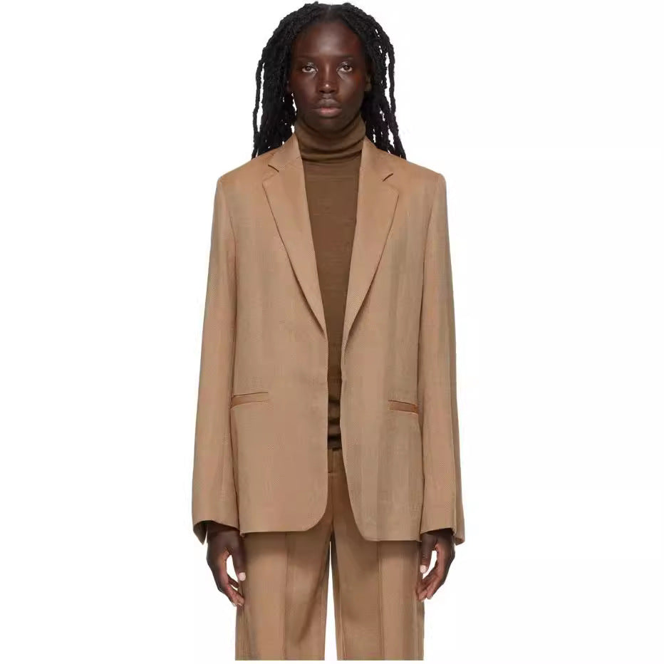 Women's Two-Piece Oversized Blazer Set with Wide Pleated Pants Chichicherry