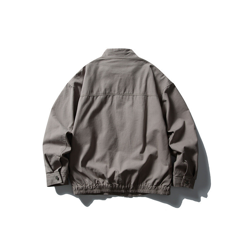 Men's Boxy Field Blouson with Stand-up Collar, Front Zip and Flap Pockets Chichicherry