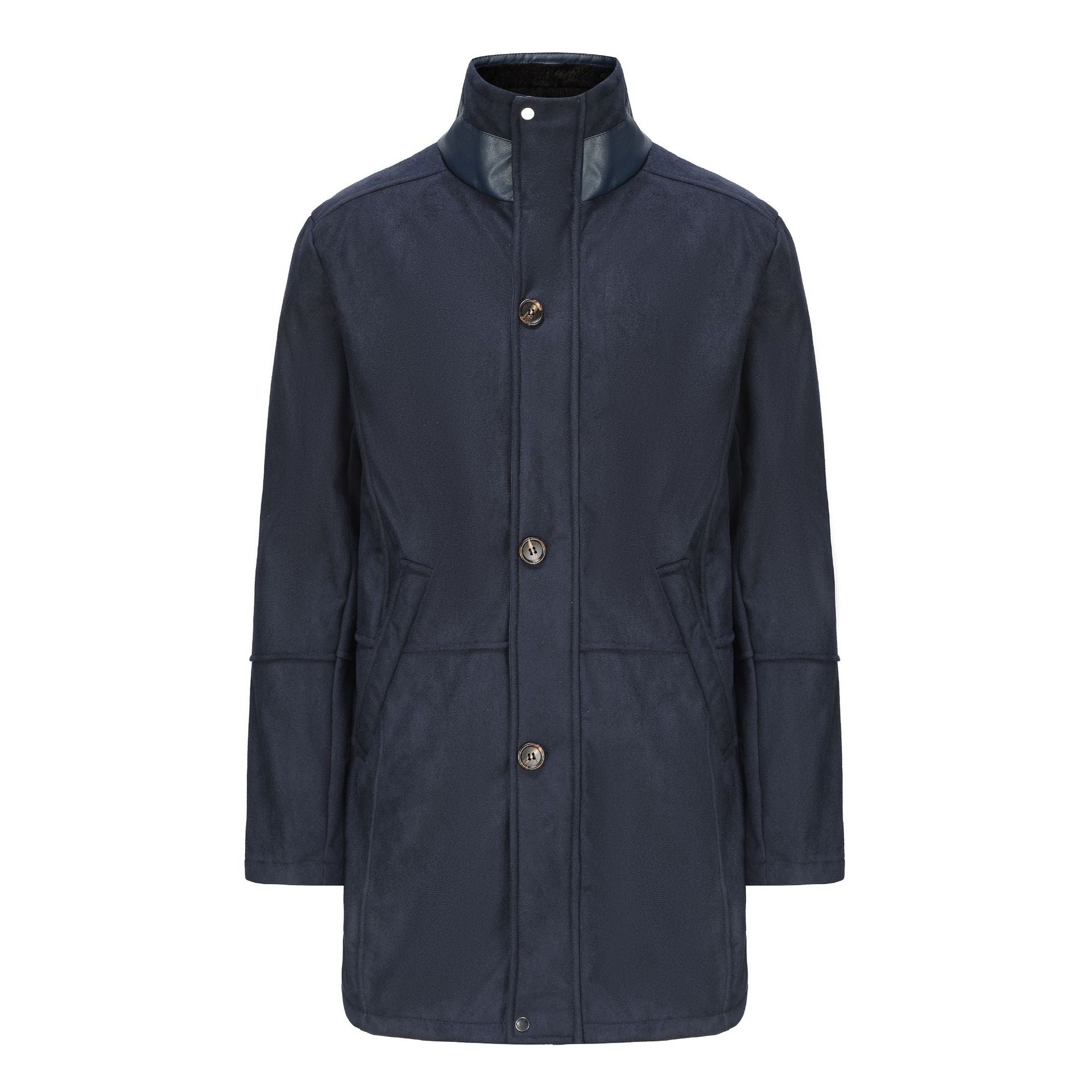 Men's coat in field coat style with teddy collar and two-way zipper Chichicherry