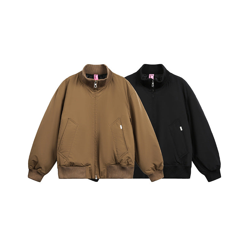 Unisex Boxy Bomber Jacket in Oversize Style with Ribbed Cuffs and Two-Way Zipper Chichicherry