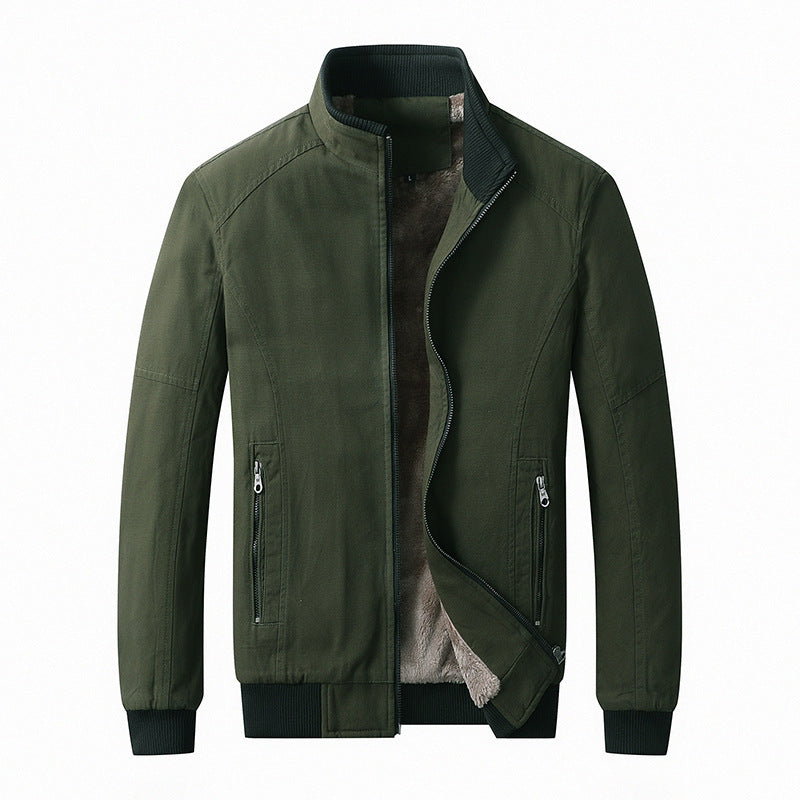 Men's padded canvas bomber jacket with teddy fleece lining and stand-up collar Chichicherry