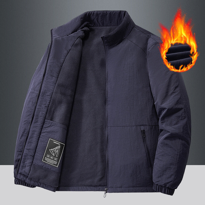 Men's lightweight transitional jacket with fleece lining and stand-up collar Chichicherry