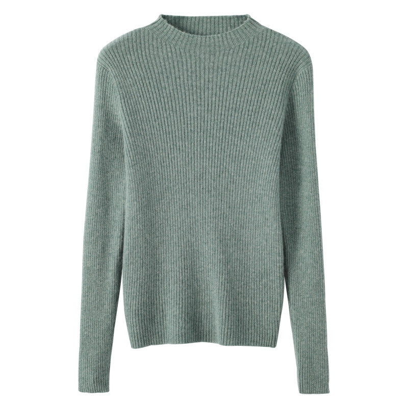 Women's luxury fine knit pullover with narrow rib structure and short stand-up collar Chichicherry