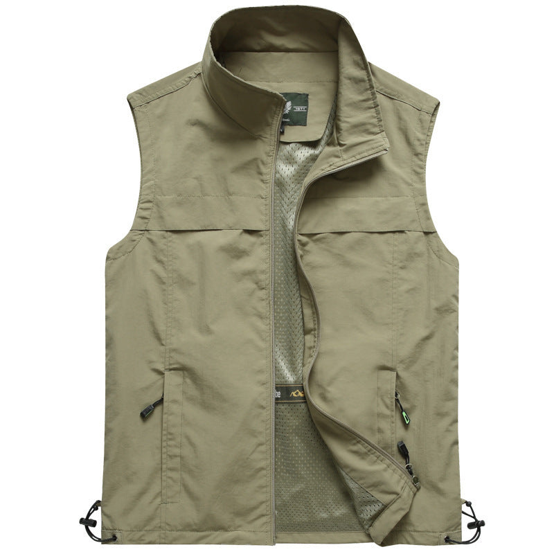 Men's lightweight multifunctional utility vest with mesh lining and adjustable hem Chichicherry