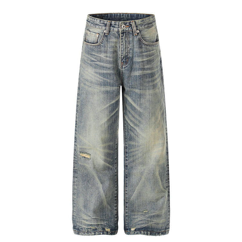 Women High-Waisted Wide-Leg Destroyed Jeans with Used Effect and Culotte Silhouette Chichicherry