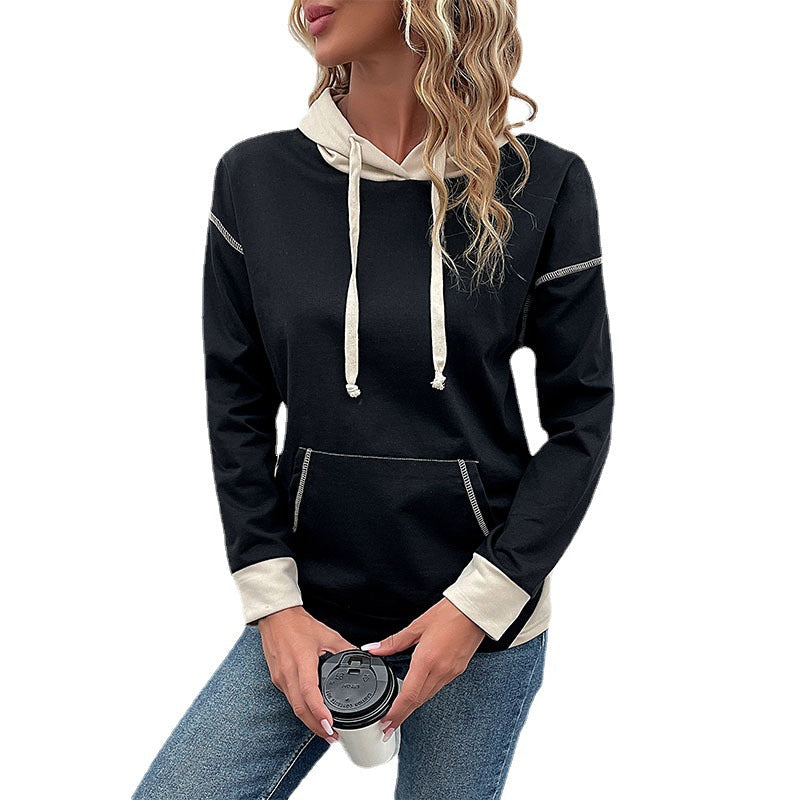Women's hoodie with contrast trim, kangaroo pocket and casual oversized fit Chichicherry
