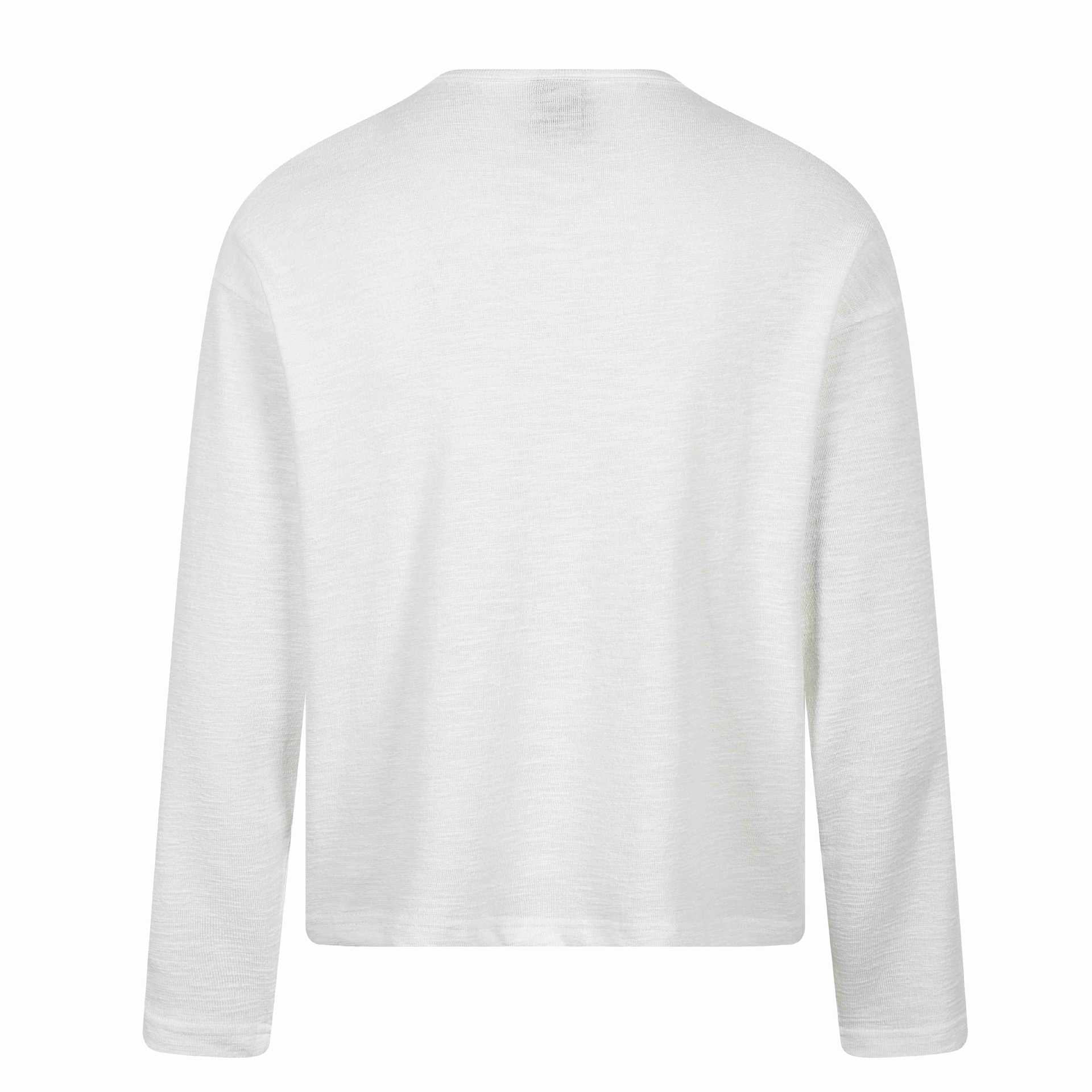 Unisex Long Sleeve Henley Shirt with Chest Pocket and Vintage Print Chichicherry
