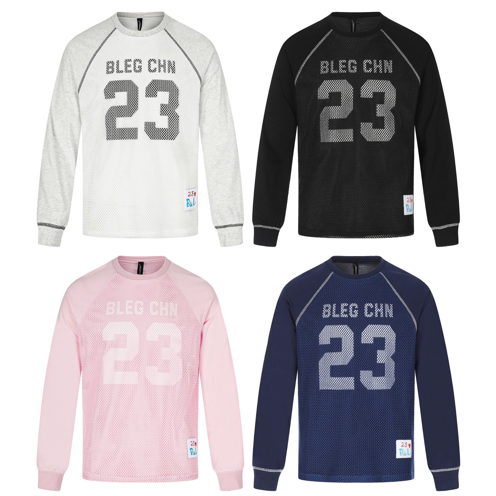 Men's Sportives Mesh Layer Crew Neck Sweatshirt with Raglan Sleeves and Front Print Chichicherry