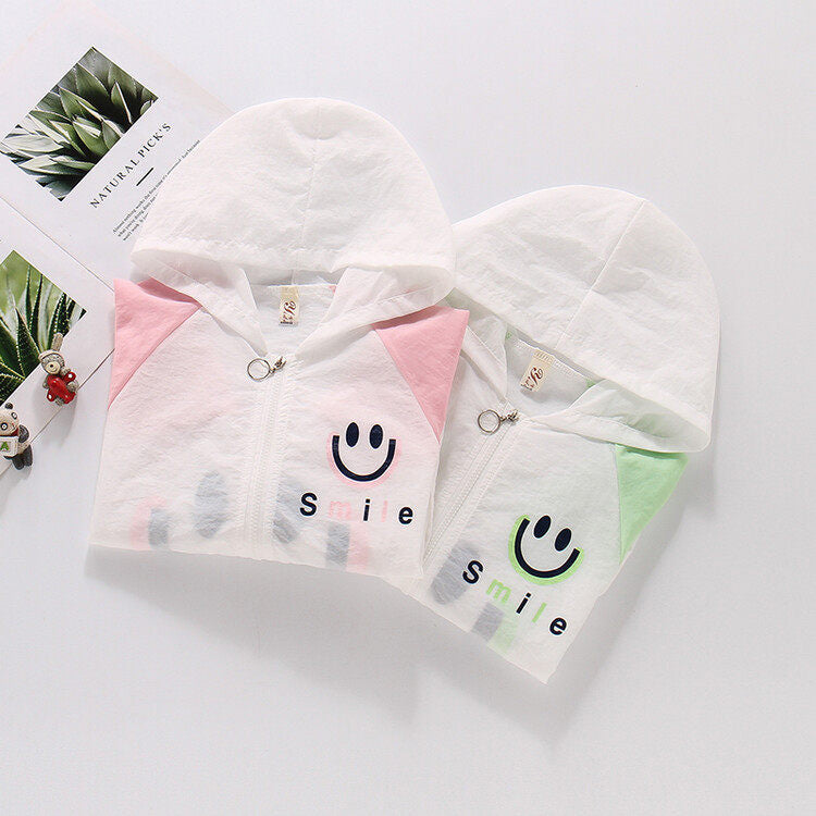 Women's lightweight hoodie jacket with smiley print, adjustable hem and elastic cuffs Chichicherry