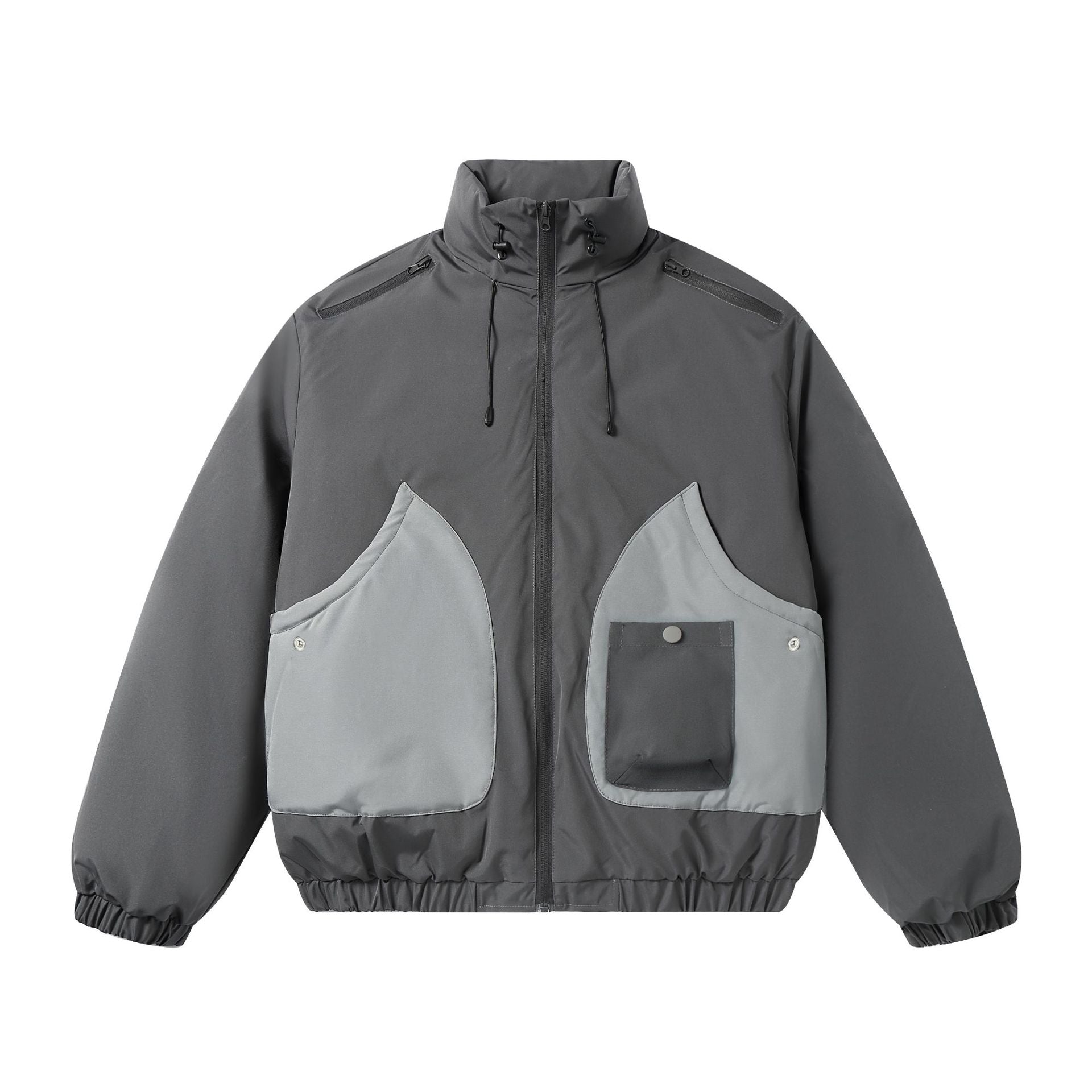 Men's short-cut two-tone utility transition jacket with high stand-up collar and large front pockets Chichicherry