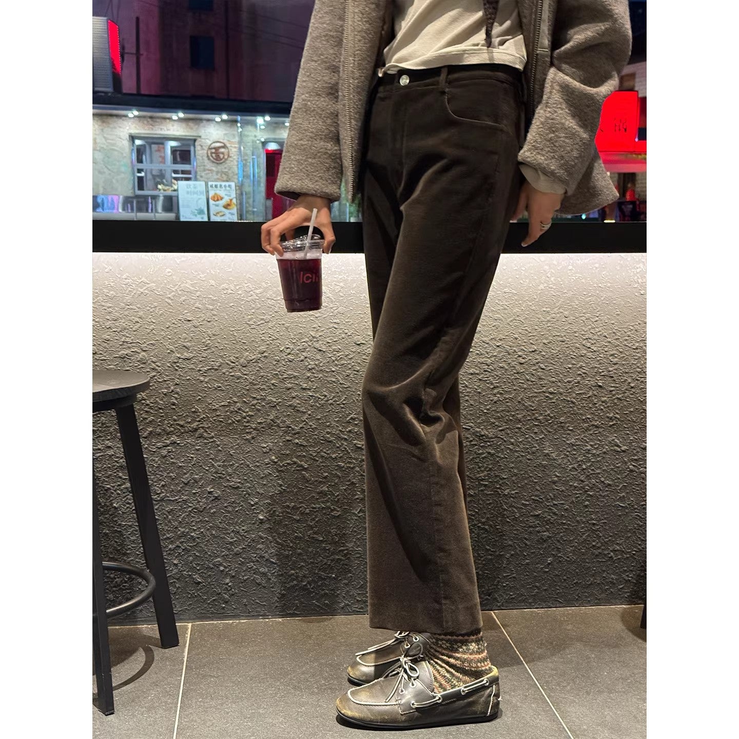 Women Elegant Flared Cord Pants Chichicherry