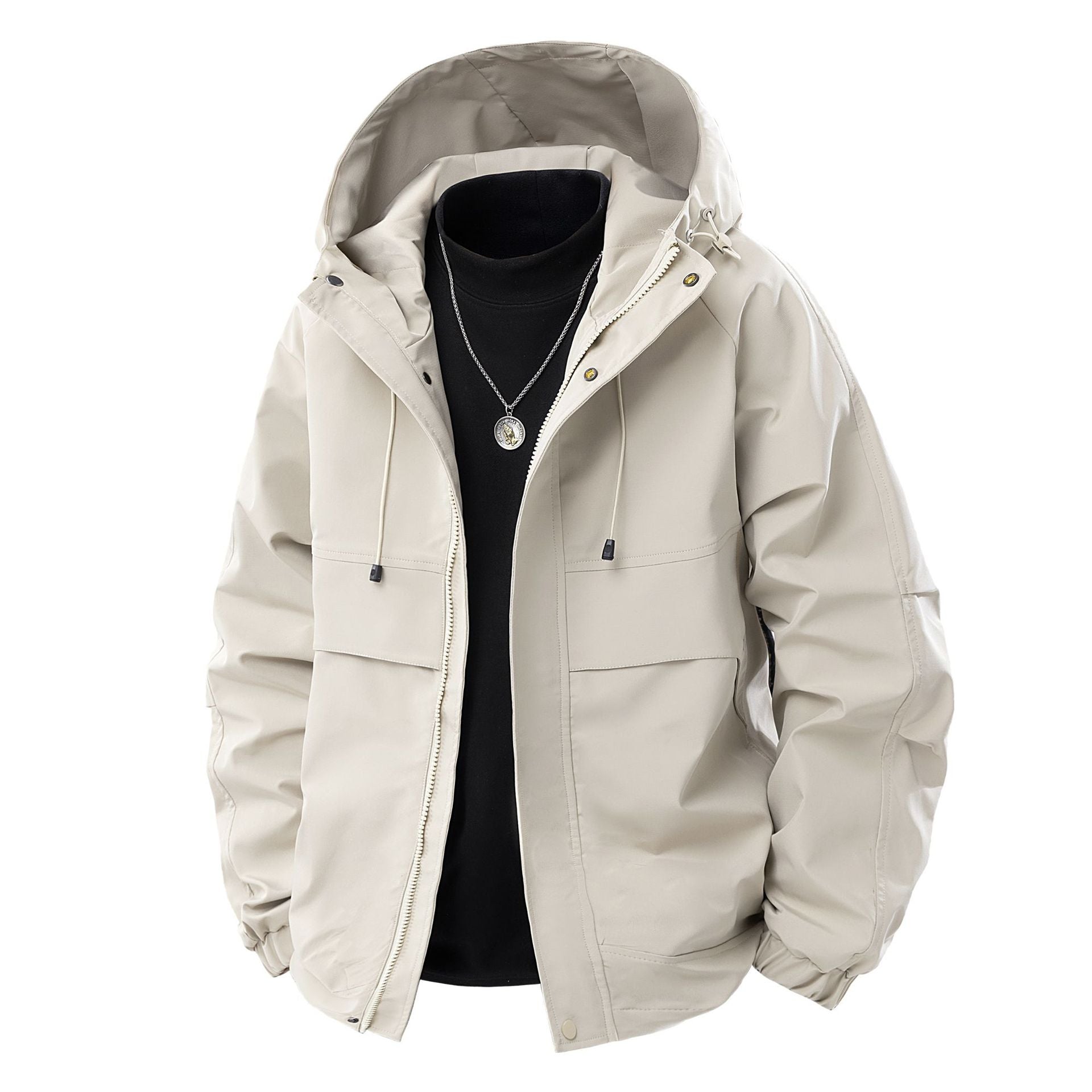 Men's Water-Repellent Urban Parka Jacket with Adjustable Hood and Multifunctional Pockets Chichicherry