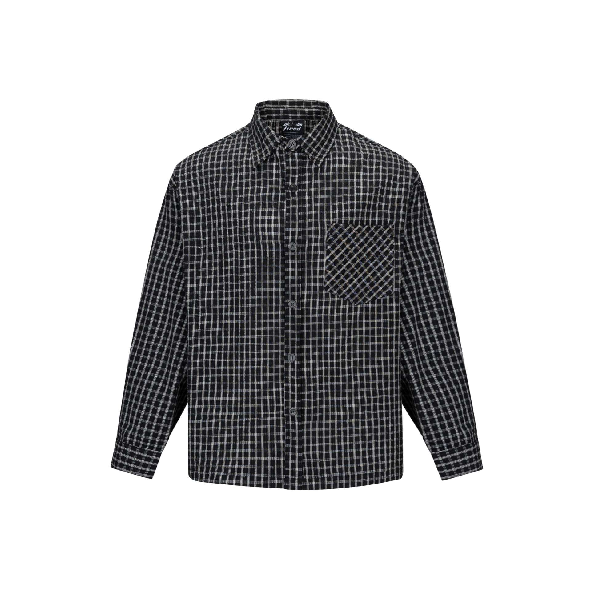 Men's Checked Flannel Shirt in Overshirt Style with Patch Chest Pocket Chichicherry