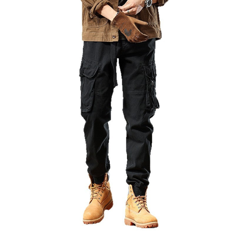 Men's Cargo Jogger Pants with Multi-Function Pockets and Elastic Hem Chichicherry
