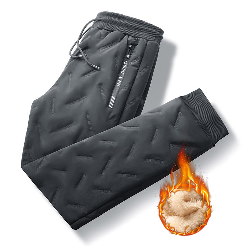Men's Padded Thermal Jogging Pants with Quilted Texture and Teddy Lining Chichicherry