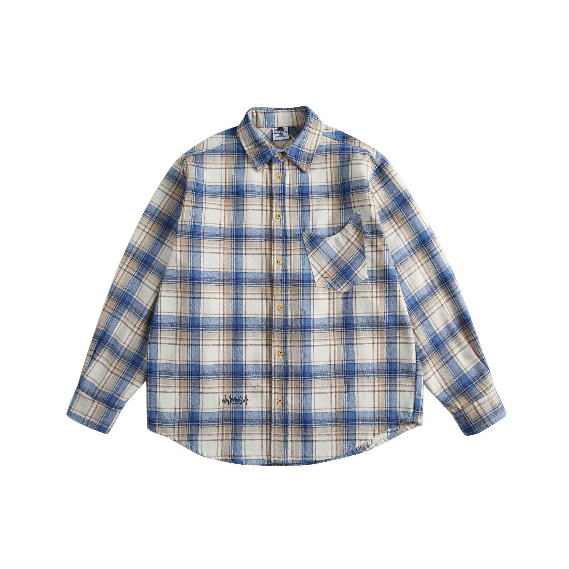 Unisex Checkered Oversized Shirt made of Cotton Flannel with Applied Chest Pocket Chichicherry