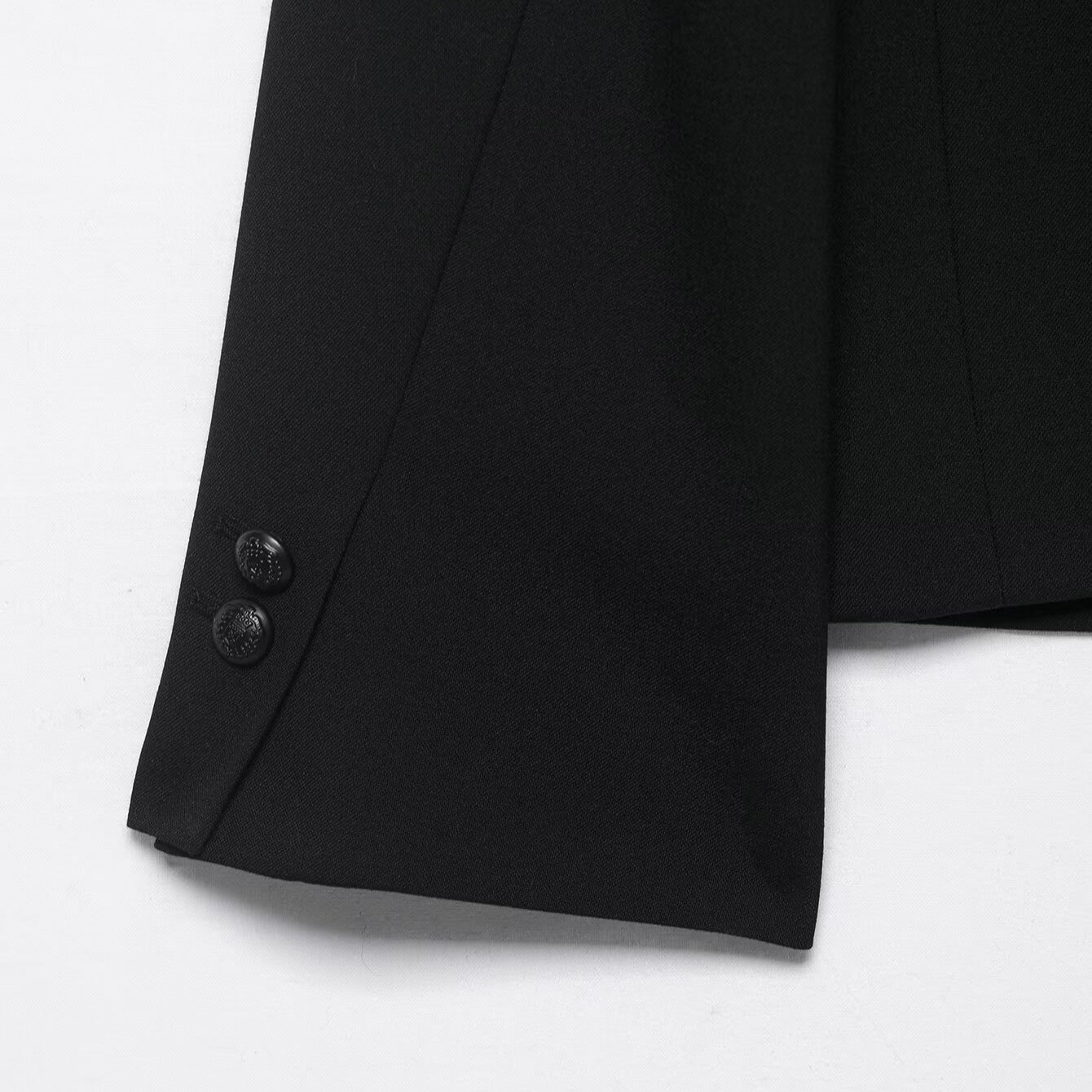 Women Two-Piece Suit Set with Short Blazer in Mandarin Collar and High-Waist Wide-Leg Pants Chichicherry