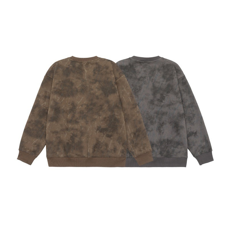 Unisex Oversize Sweatshirt with Vintage Camouflage Look and Ribbed Cuffs Chichicherry