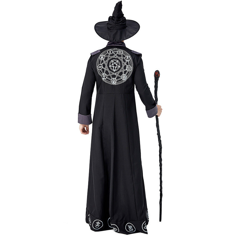 Men's magician costume with detailed symbols and elegant cape Chichicherry