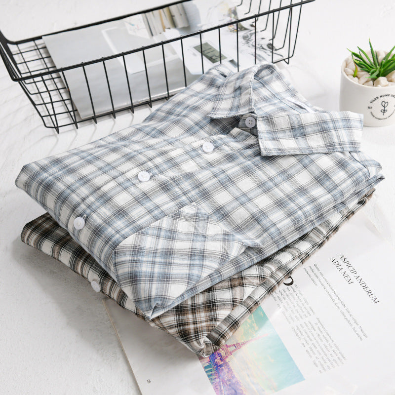 Men's Loose Check Layering Shirt made of lightweight cotton blend with diagonal patterned patch pocket Chichicherry
